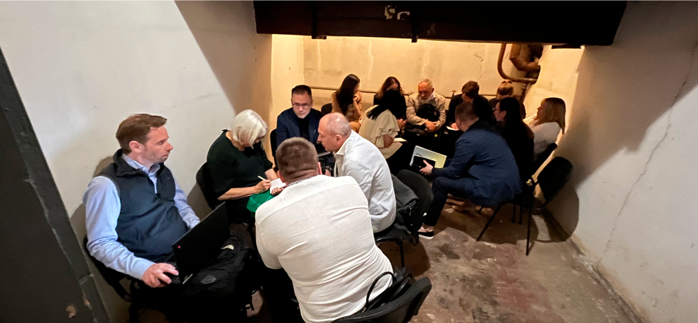 Interview with the management of the Secretariat of the Ukrainian Parliament Commissioner for Human Rights in Kyiv in the shelter during the air alert. UNDP / Maksym Polishchuk